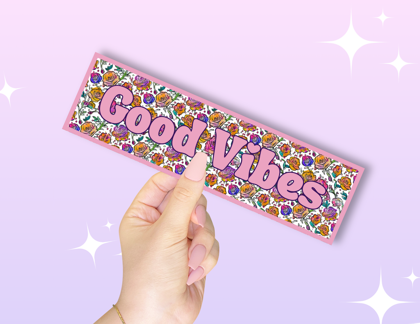 Good Vibes Floral Bumper Sticker